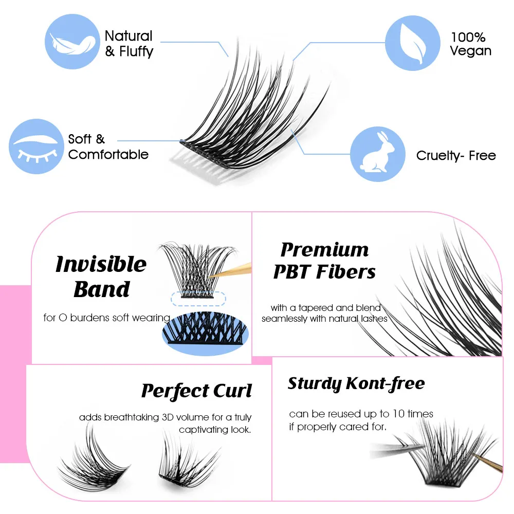 Mix Color 144 Russian Volume MASSCAKU False Eyelashes Natural Soft DIY Cluster Segment Lashes Cute Deer Rainbow Eyelashes