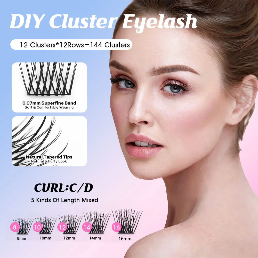 Mix Color 144 Russian Volume MASSCAKU False Eyelashes Natural Soft DIY Cluster Segment Lashes Cute Deer Rainbow Eyelashes