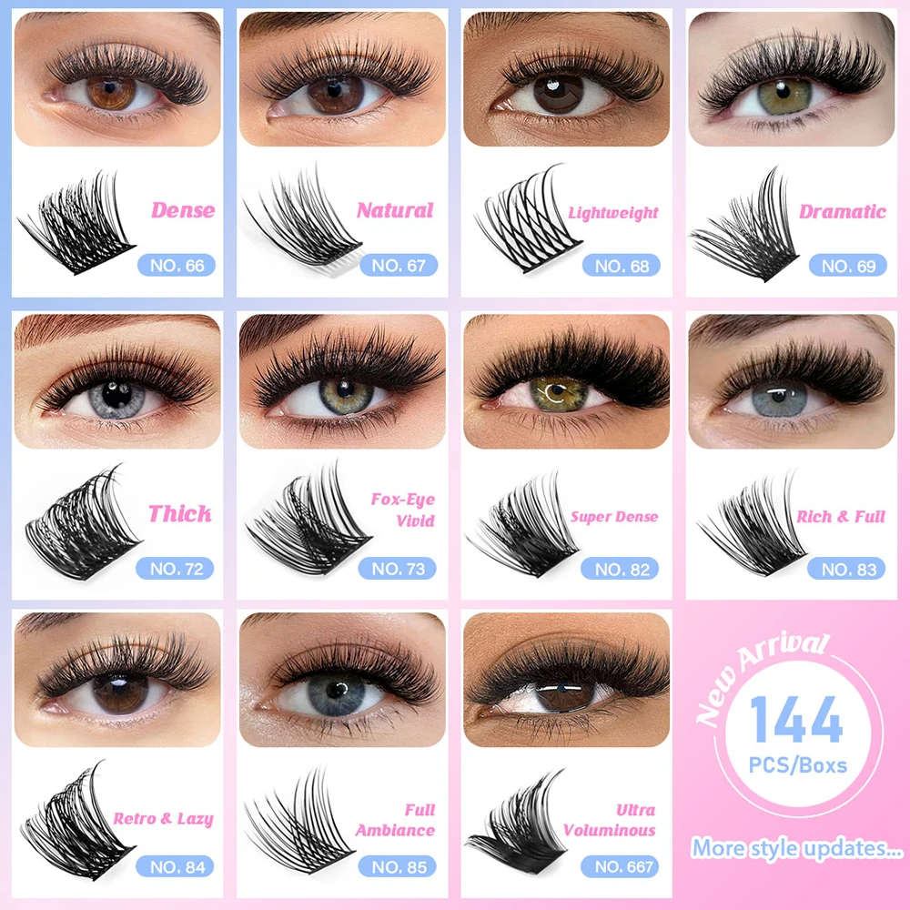 Mix Color 144 Russian Volume MASSCAKU False Eyelashes Natural Soft DIY Cluster Segment Lashes Cute Deer Rainbow Eyelashes