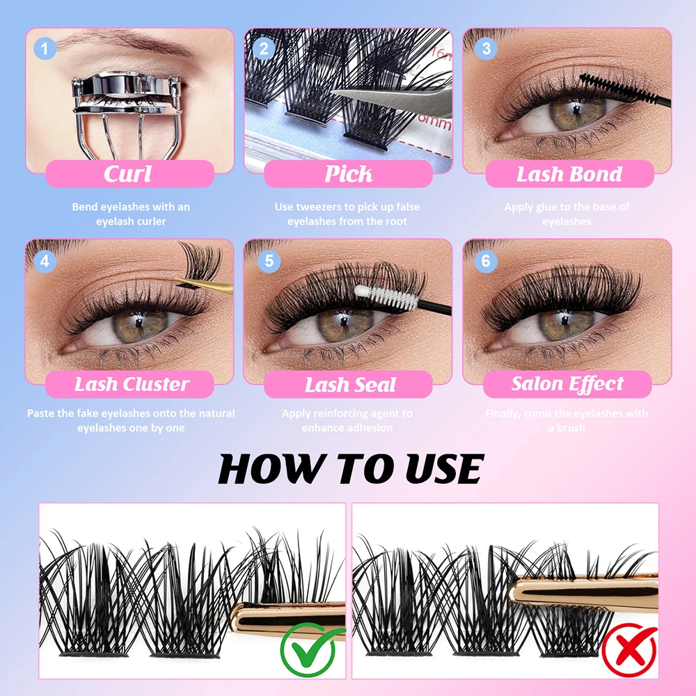 Mix Color 144 Russian Volume MASSCAKU False Eyelashes Natural Soft DIY Cluster Segment Lashes Cute Deer Rainbow Eyelashes
