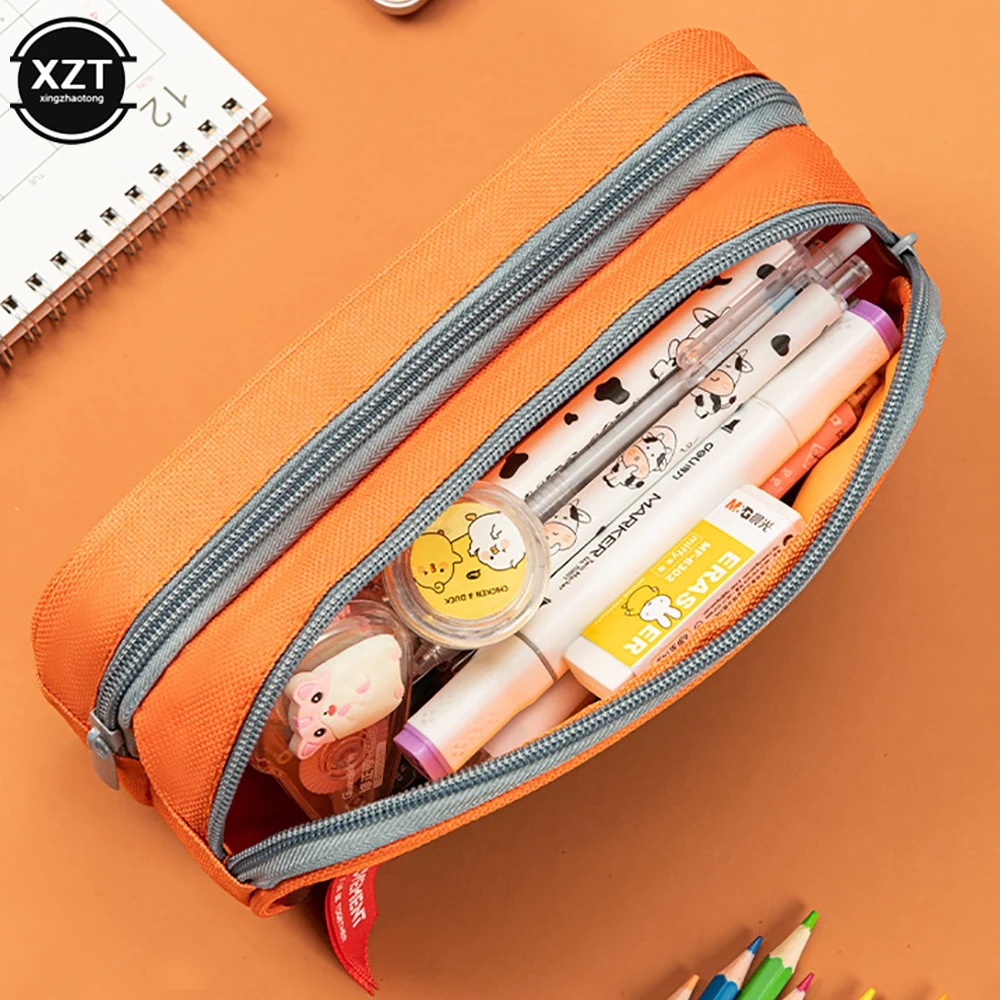 Double zipper camouflage canvas pencil case Boys Girl pencil bag School Stationery bag Student supplies pen case storage bags