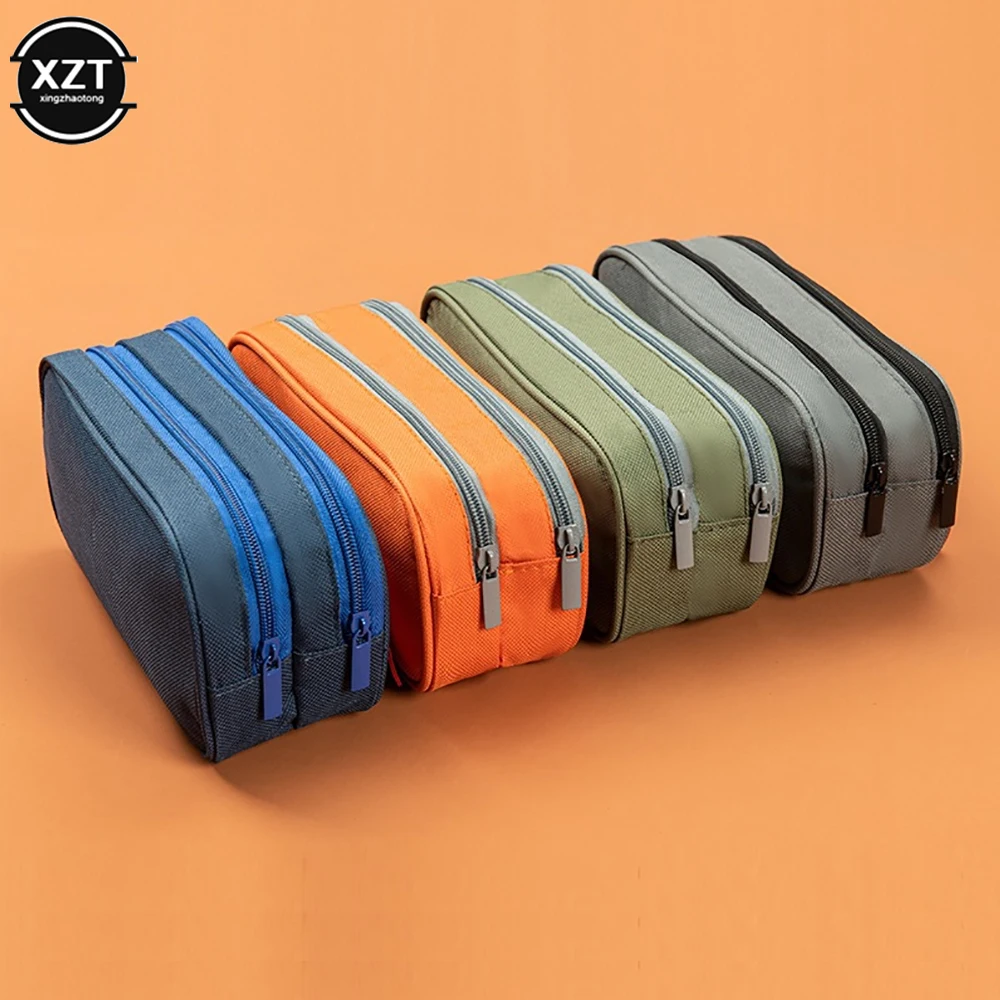 Double zipper camouflage canvas pencil case Boys Girl pencil bag School Stationery bag Student supplies pen case storage bags
