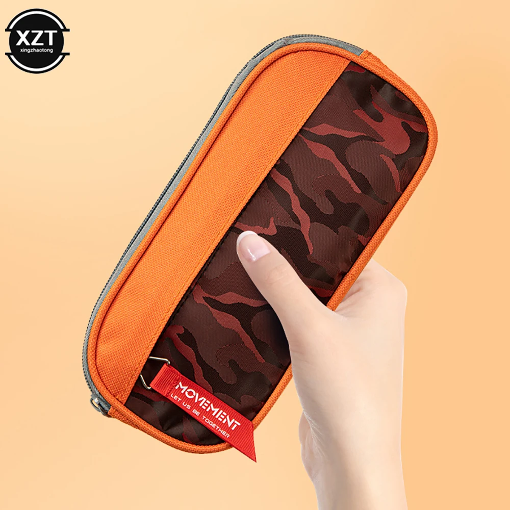Double zipper camouflage canvas pencil case Boys Girl pencil bag School Stationery bag Student supplies pen case storage bags