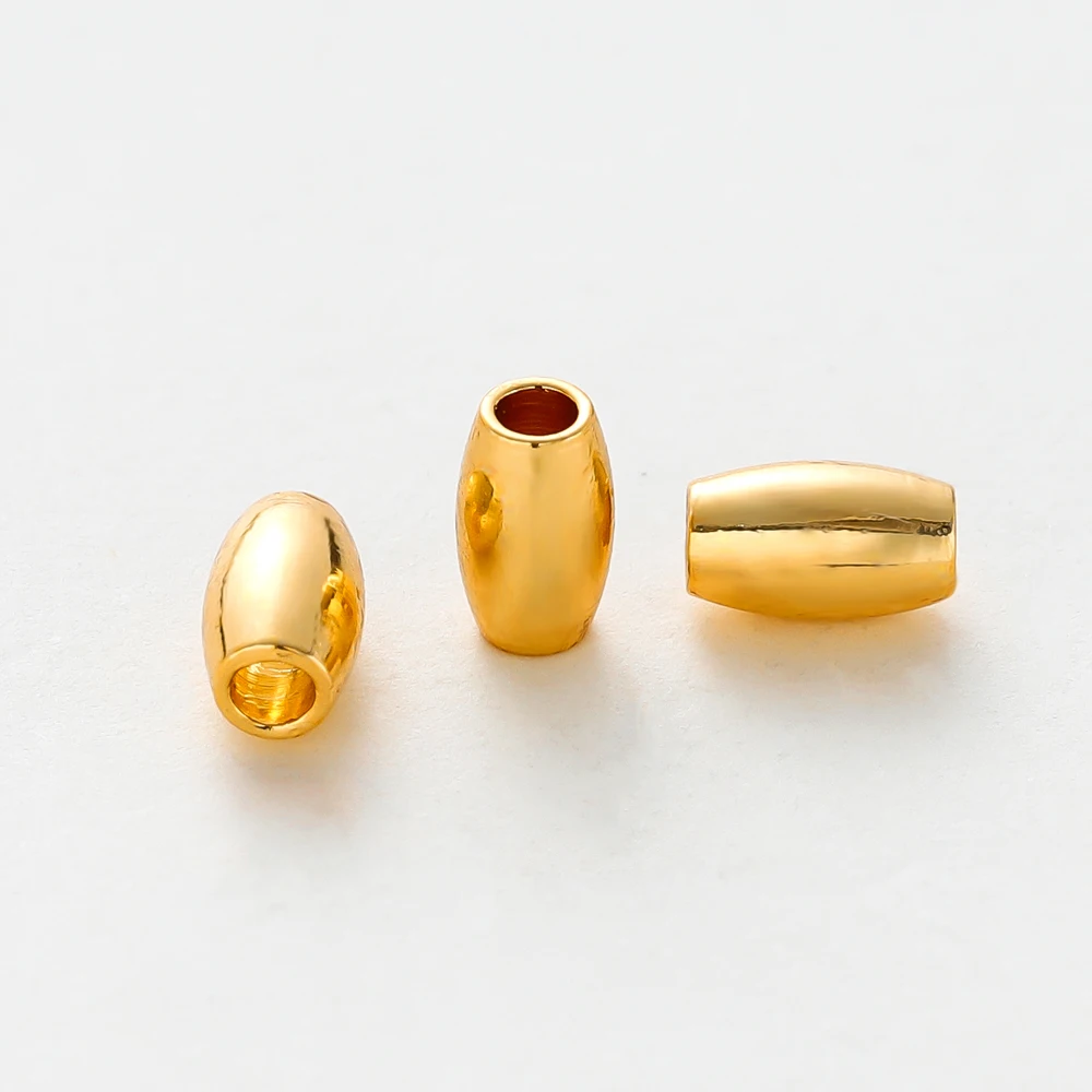 30-100Pcs 14K/18K Gold Plated Oval Brass Beads Loose Spacer Seed Beads Bracelet For DIY Jewelry Making Necklace Accessories