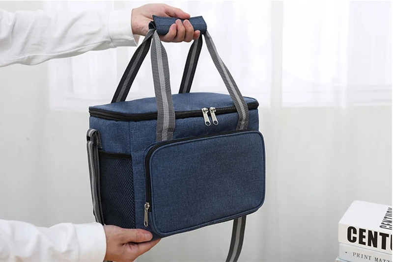 15L Portable Thermal Lunch Bag Food Box Durable Waterproof Office Cooler Lunch Box Ice Insulated Case Camping Oxford Dinner Bag
