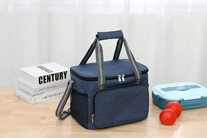 15L Portable Thermal Lunch Bag Food Box Durable Waterproof Office Cooler Lunch Box Ice Insulated Case Camping Oxford Dinner Bag