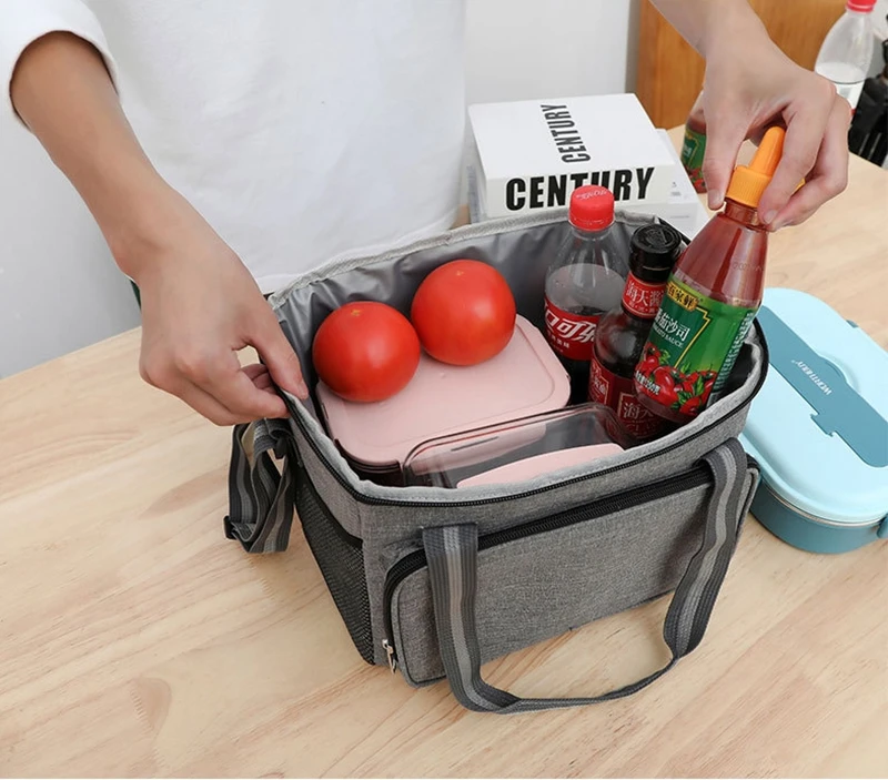 15L Portable Thermal Lunch Bag Food Box Durable Waterproof Office Cooler Lunch Box Ice Insulated Case Camping Oxford Dinner Bag