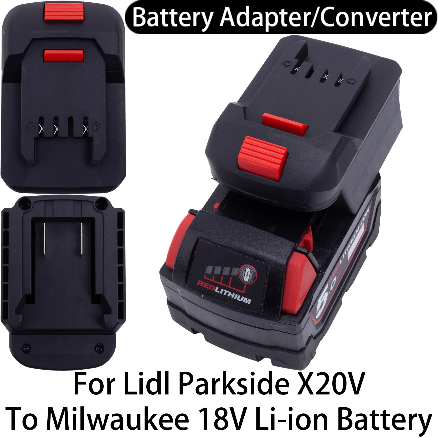 Battery Adapter/Converter for Lidl Parkside X20V Li-ion Tools to Milwaukee 18V Li-ion Battery Adapter Power Tool Accessories