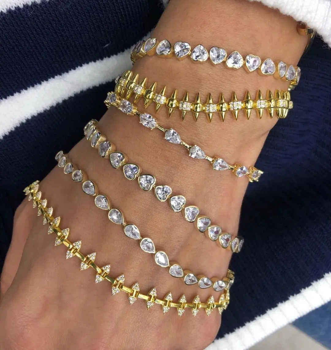 Geometric CZ Bezel Tennis Bracelet For Women Girl Classic Fashion High Quality 5A Cubic Zirconia Jewelry
