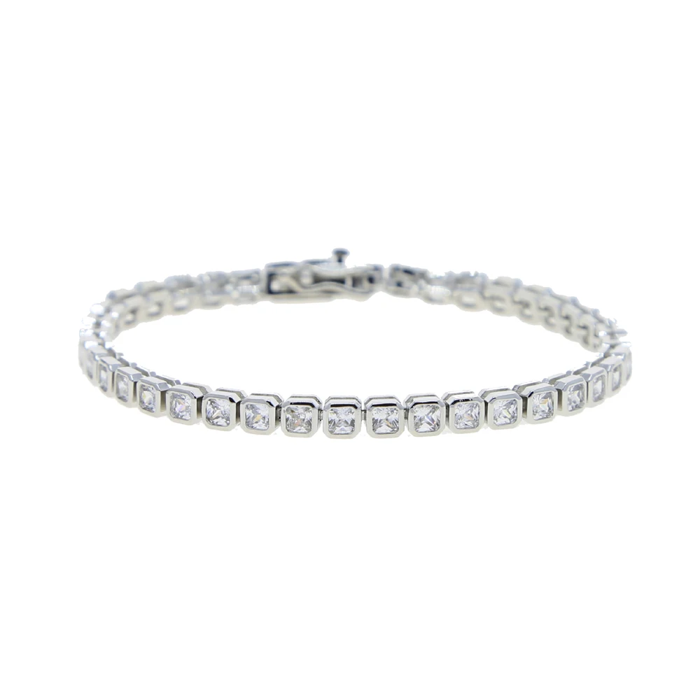 Geometric CZ Bezel Tennis Bracelet For Women Girl Classic Fashion High Quality 5A Cubic Zirconia Jewelry