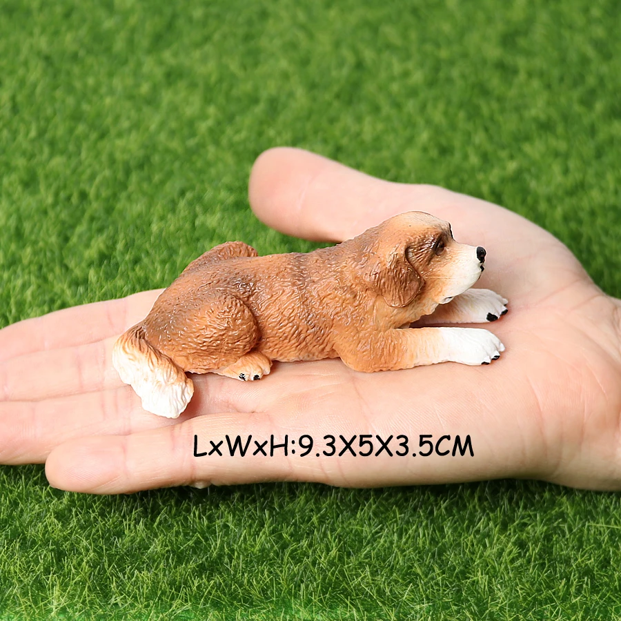 Realistic Dog Animal Figurine Set Retriever Shepherd Saint Bernard Bull Terrier Puppy Models, Kids Birthday Gift Table Decor Toy