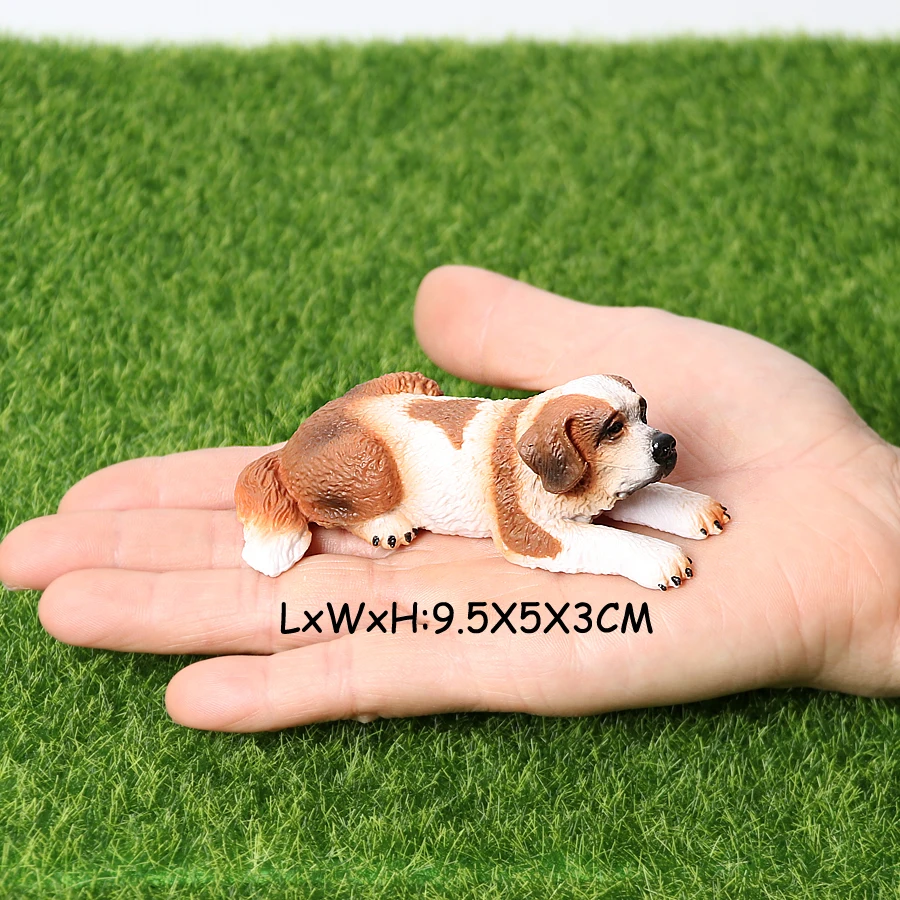 Realistic Dog Animal Figurine Set Retriever Shepherd Saint Bernard Bull Terrier Puppy Models, Kids Birthday Gift Table Decor Toy