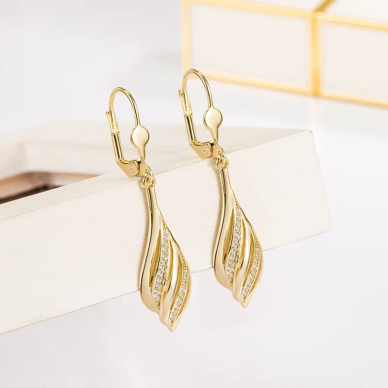 Real 1000% 14K Gold Earring Jewelry for Women Aros Mujer Oreja Pure 14K Gold Natural Diamond Gemstone Dorp Earring Orecchini