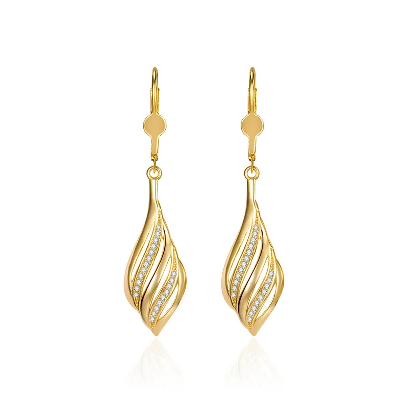 Real 1000% 14K Gold Earring Jewelry for Women Aros Mujer Oreja Pure 14K Gold Natural Diamond Gemstone Dorp Earring Orecchini