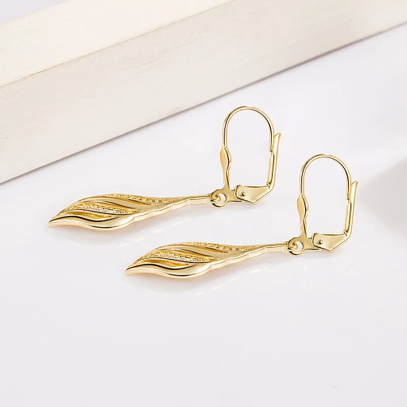 Real 1000% 14K Gold Earring Jewelry for Women Aros Mujer Oreja Pure 14K Gold Natural Diamond Gemstone Dorp Earring Orecchini