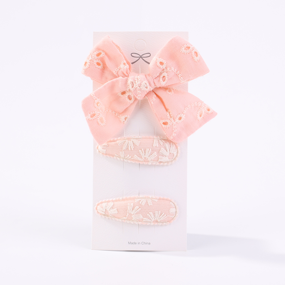 10Pcs/set Embroidery FlowerBow Hair Clips Geometric Sweet HairPins for Children Girls cottton Hair Accessories