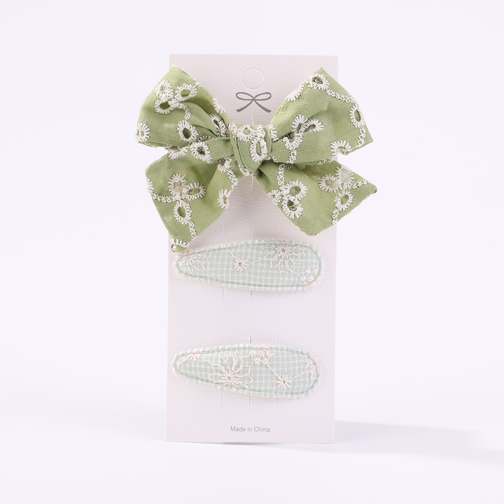 10Pcs/set Embroidery FlowerBow Hair Clips Geometric Sweet HairPins for Children Girls cottton Hair Accessories