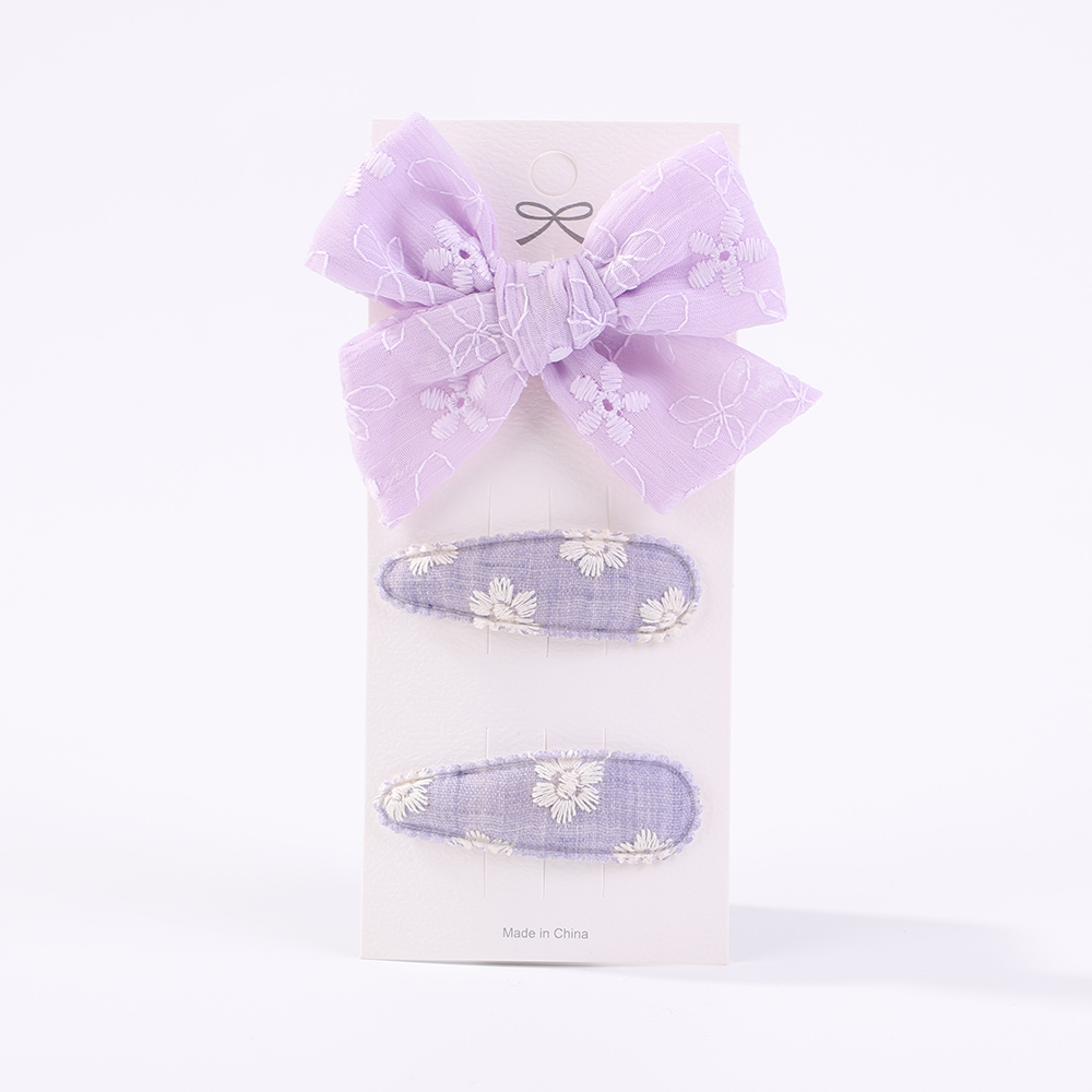 10Pcs/set Embroidery FlowerBow Hair Clips Geometric Sweet HairPins for Children Girls cottton Hair Accessories