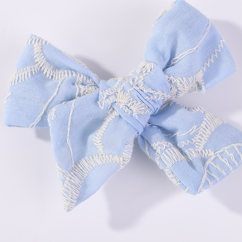 10Pcs/set Embroidery FlowerBow Hair Clips Geometric Sweet HairPins for Children Girls cottton Hair Accessories