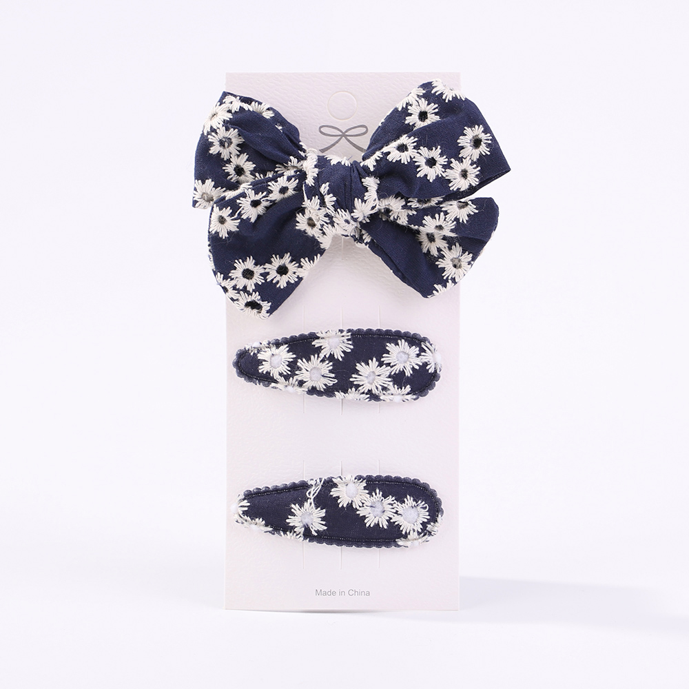 10Pcs/set Embroidery FlowerBow Hair Clips Geometric Sweet HairPins for Children Girls cottton Hair Accessories