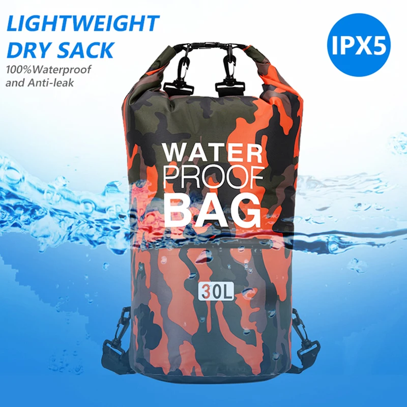 30L 15L Waterproof Dry Bags With Wet Separation Pocket Backpack For Kayaking Boating Swimming Outdoor Sports Bag XAZ9