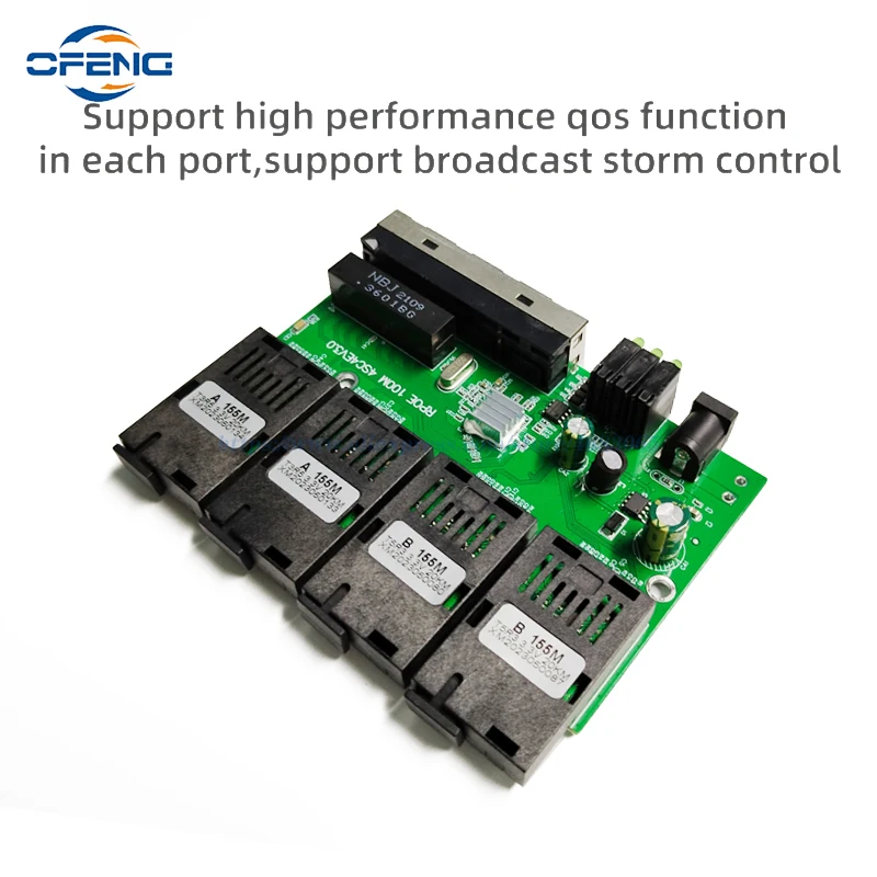 10/100M Reverse POE Fast Ethernet Fiber Switch 4F2E/4F4E Output 12V Optical Media Converter Ethernet SC PCBA Placa Metro Board