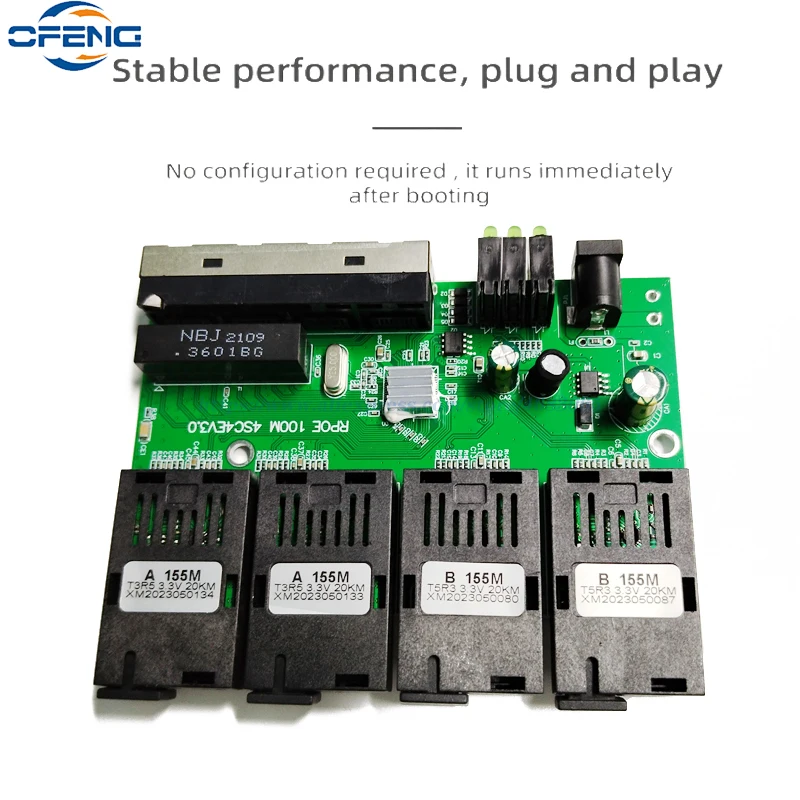 10/100M Reverse POE Fast Ethernet Fiber Switch 4F2E/4F4E Output 12V Optical Media Converter Ethernet SC PCBA Placa Metro Board