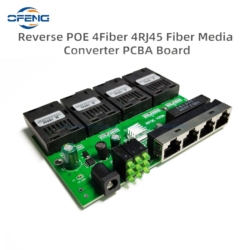 10/100M Reverse POE Fast Ethernet Fiber Switch 4F2E/4F4E Output 12V Optical Media Converter Ethernet SC PCBA Placa Metro Board