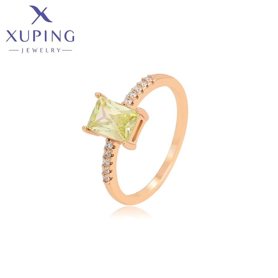 Xuping Jewelry Fashion New Arrival Square Stone Popular Elegant Gold Color Ring for Women A00918384