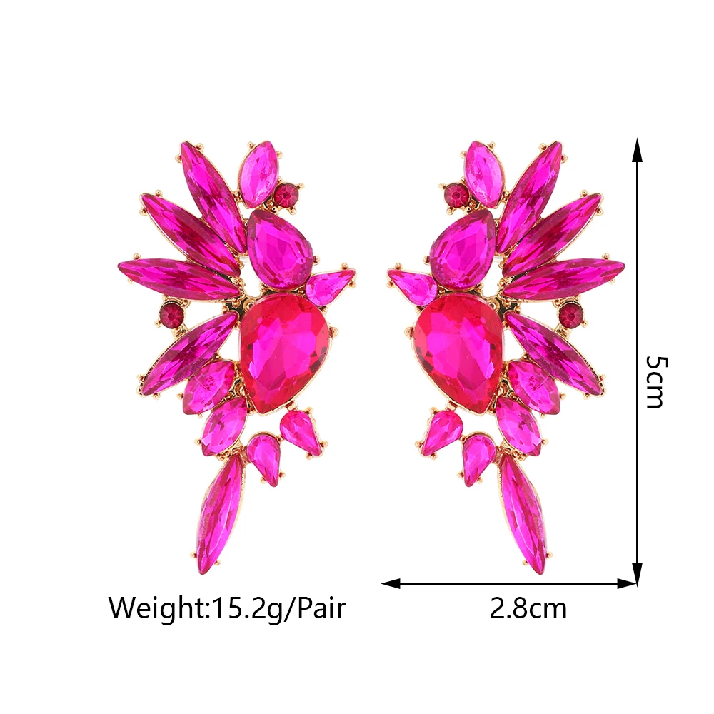 Vintage Sparkly Crystal Big Stud Earrings For Women 2023 Trendy Luxury Design Charm Piercing Wedding Party Statement Jewelry