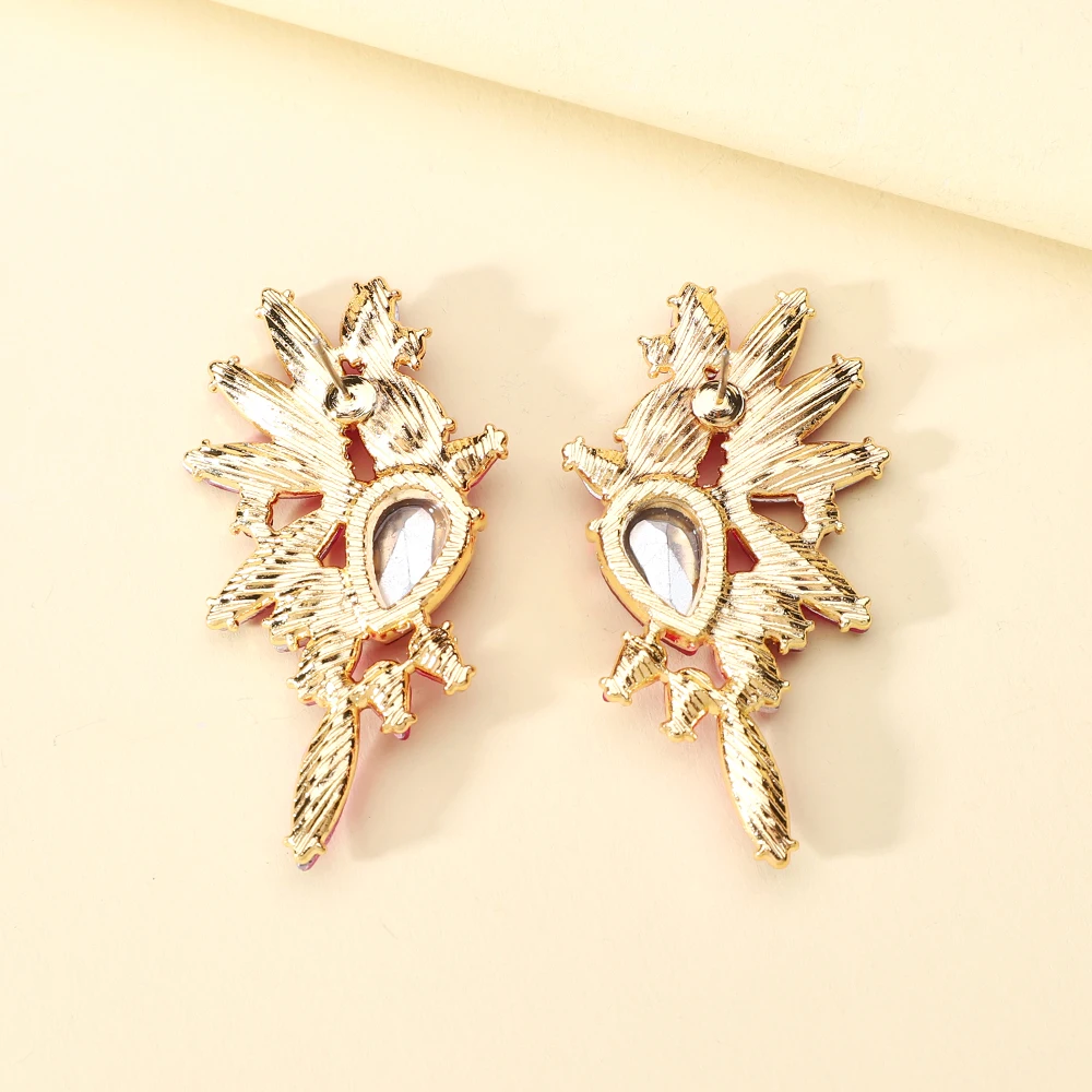 Vintage Sparkly Crystal Big Stud Earrings For Women 2023 Trendy Luxury Design Charm Piercing Wedding Party Statement Jewelry