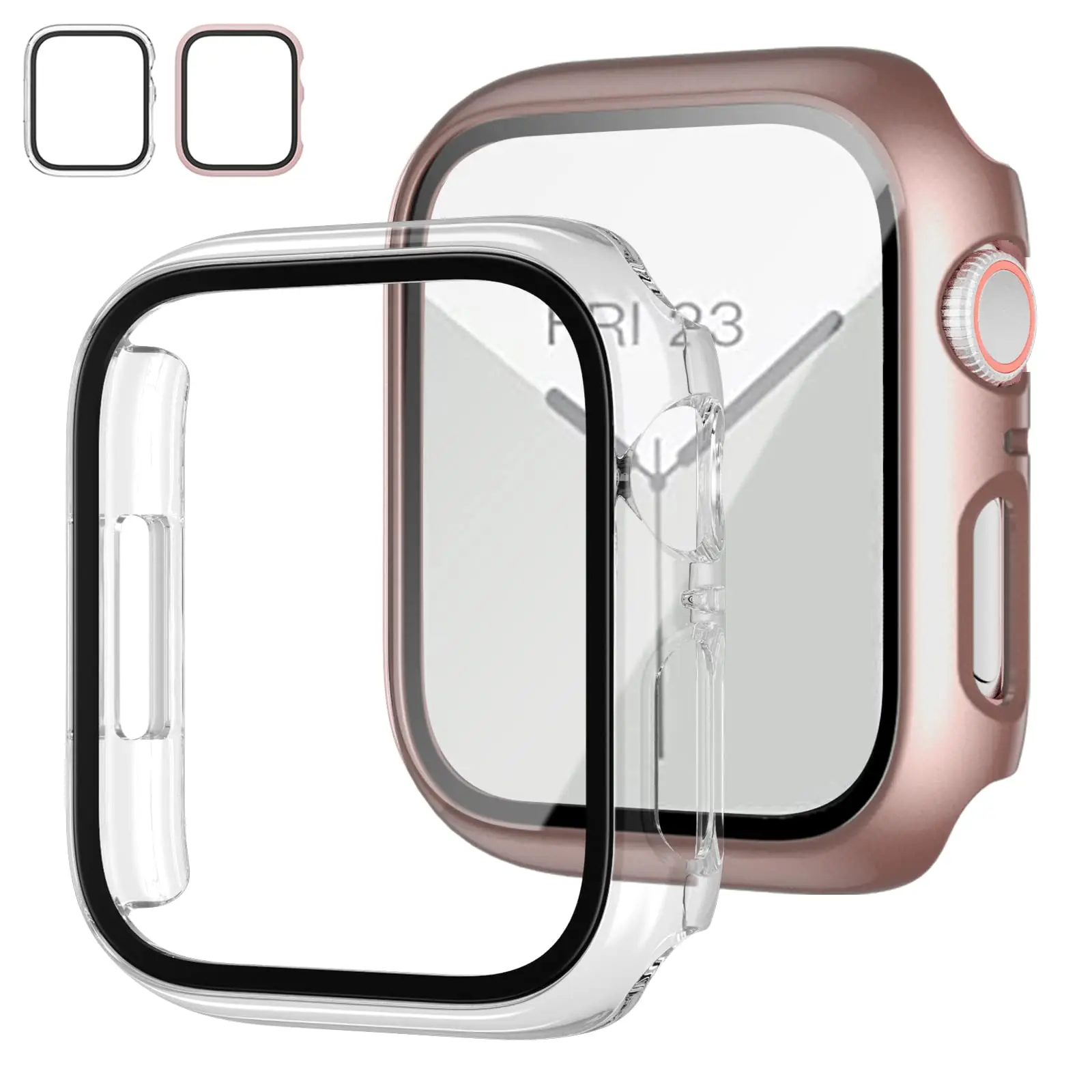Tempered glass+Case for Apple watch Accessories 44mm 45mm 41mm 40mm iwatch Screen Protector Apple Watch Series 9 8 7 6 5 4 SE 3