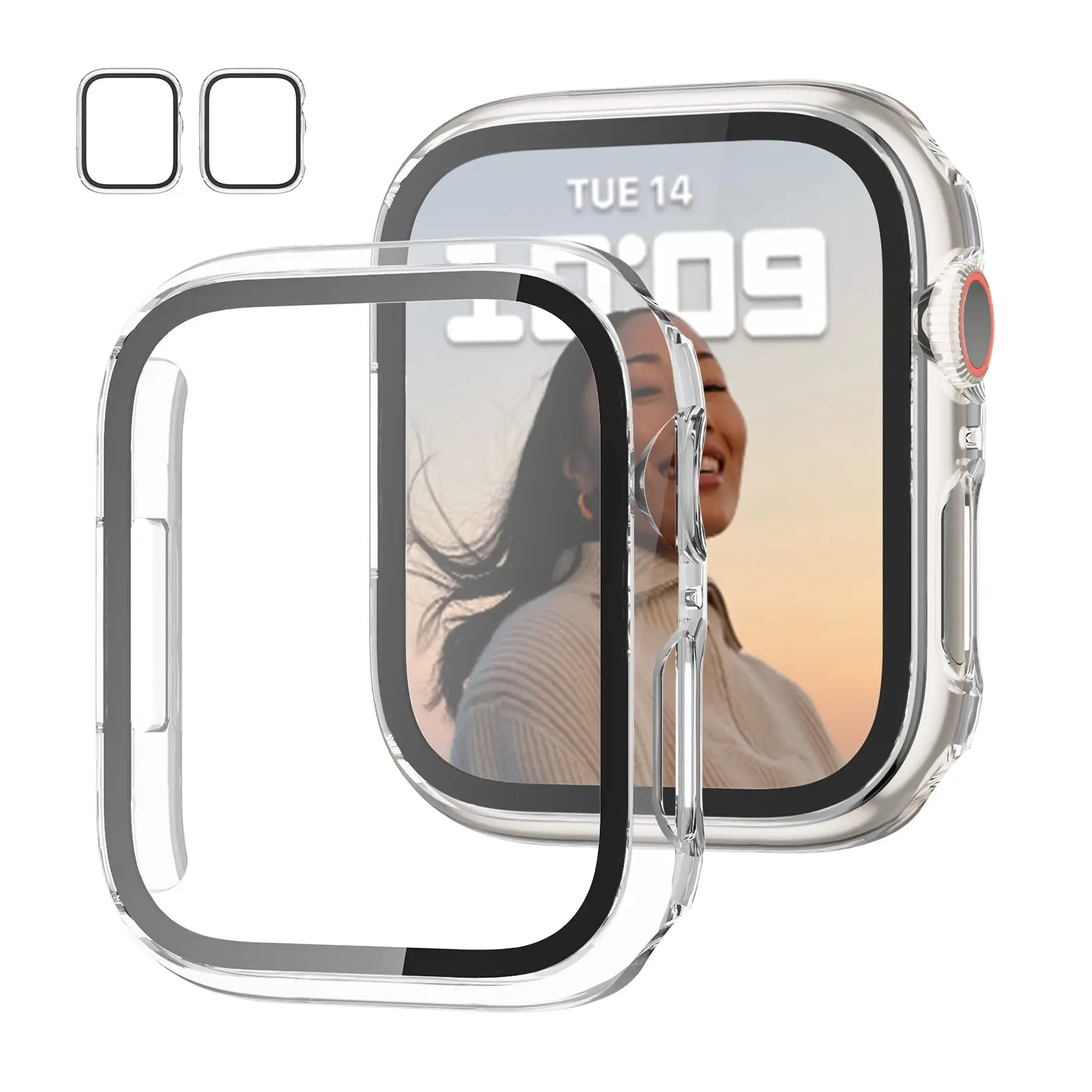 Tempered glass+Case for Apple watch Accessories 44mm 45mm 41mm 40mm iwatch Screen Protector Apple Watch Series 9 8 7 6 5 4 SE 3