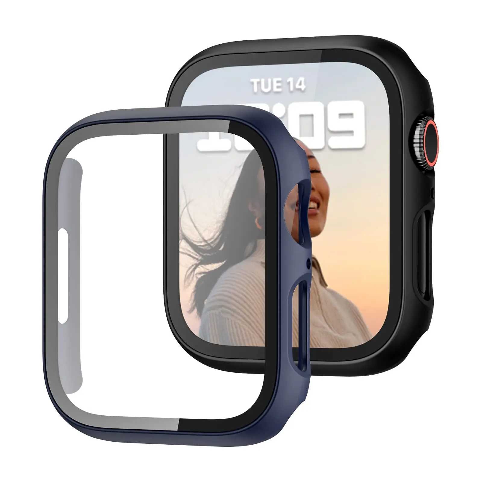 Tempered glass+Case for Apple watch Accessories 44mm 45mm 41mm 40mm iwatch Screen Protector Apple Watch Series 9 8 7 6 5 4 SE 3