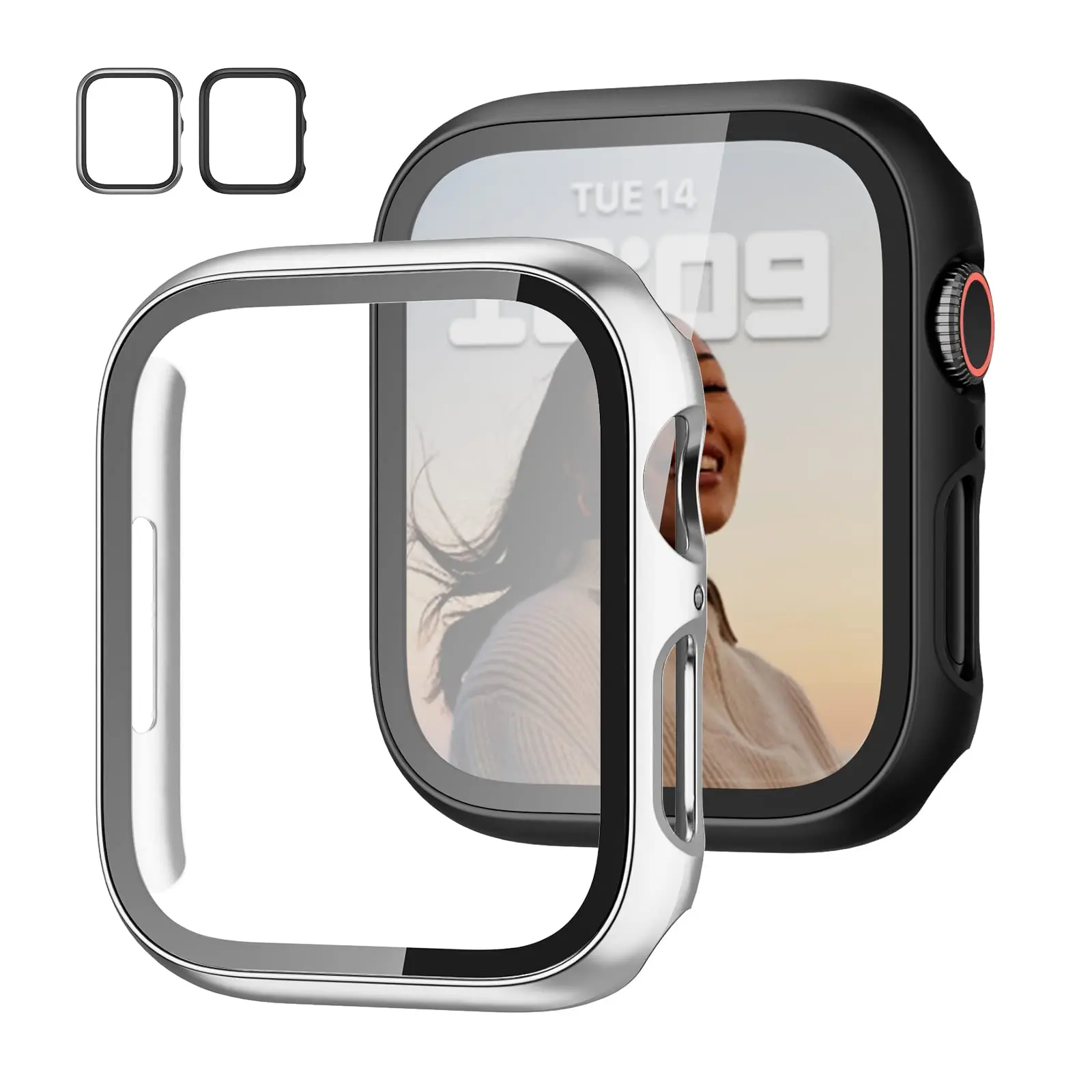 Tempered glass+Case for Apple watch Accessories 44mm 45mm 41mm 40mm iwatch Screen Protector Apple Watch Series 9 8 7 6 5 4 SE 3