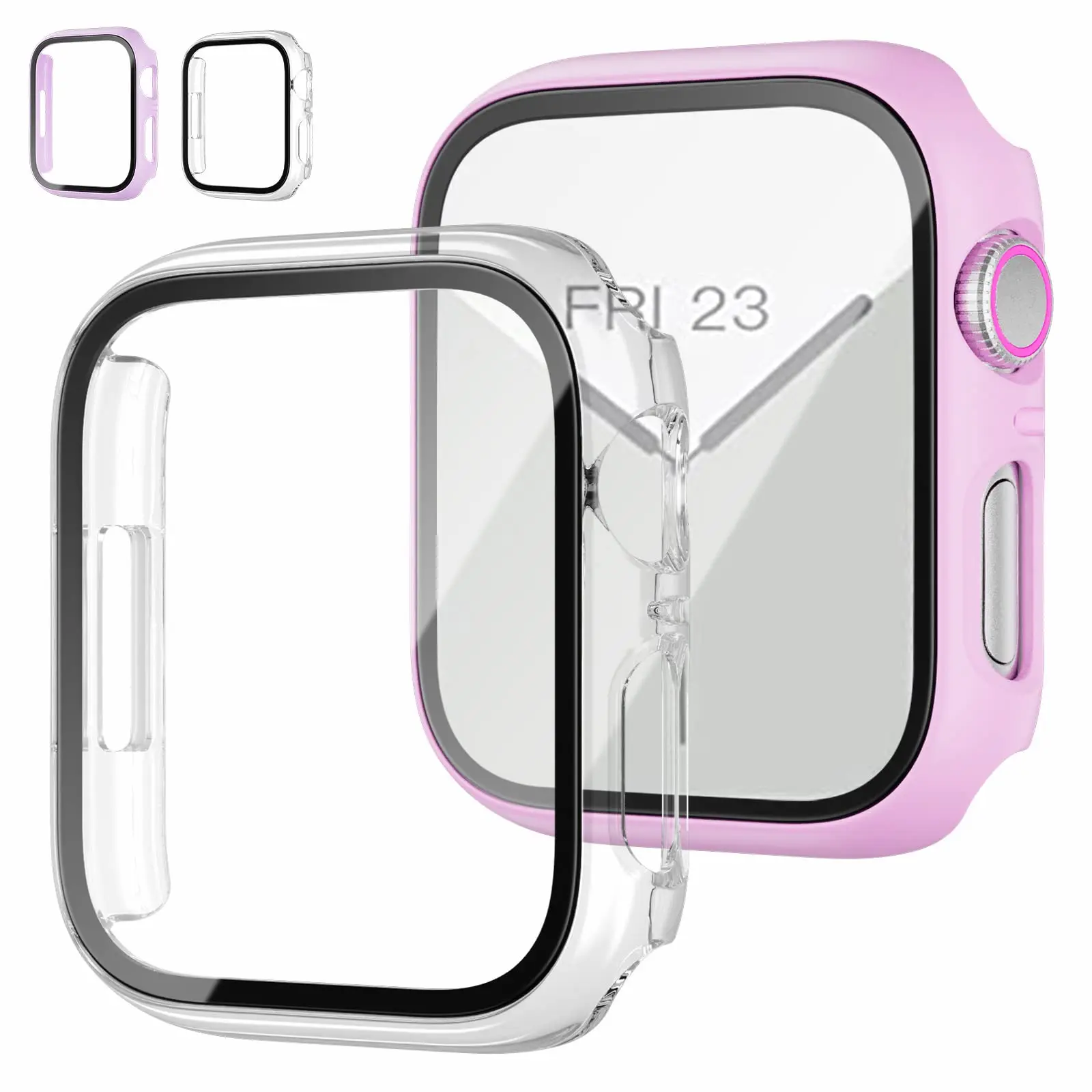 Tempered glass+Case for Apple watch Accessories 44mm 45mm 41mm 40mm iwatch Screen Protector Apple Watch Series 9 8 7 6 5 4 SE 3
