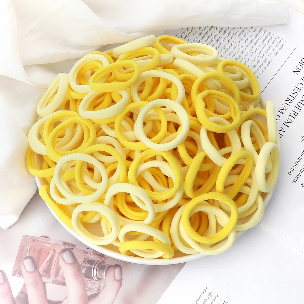 100/200PCS Elastic Women Hair Bands Ties 4cm Dark Colors Headband Hair Accessories for Girls Headwear Don't Hurt Hair Wholesale