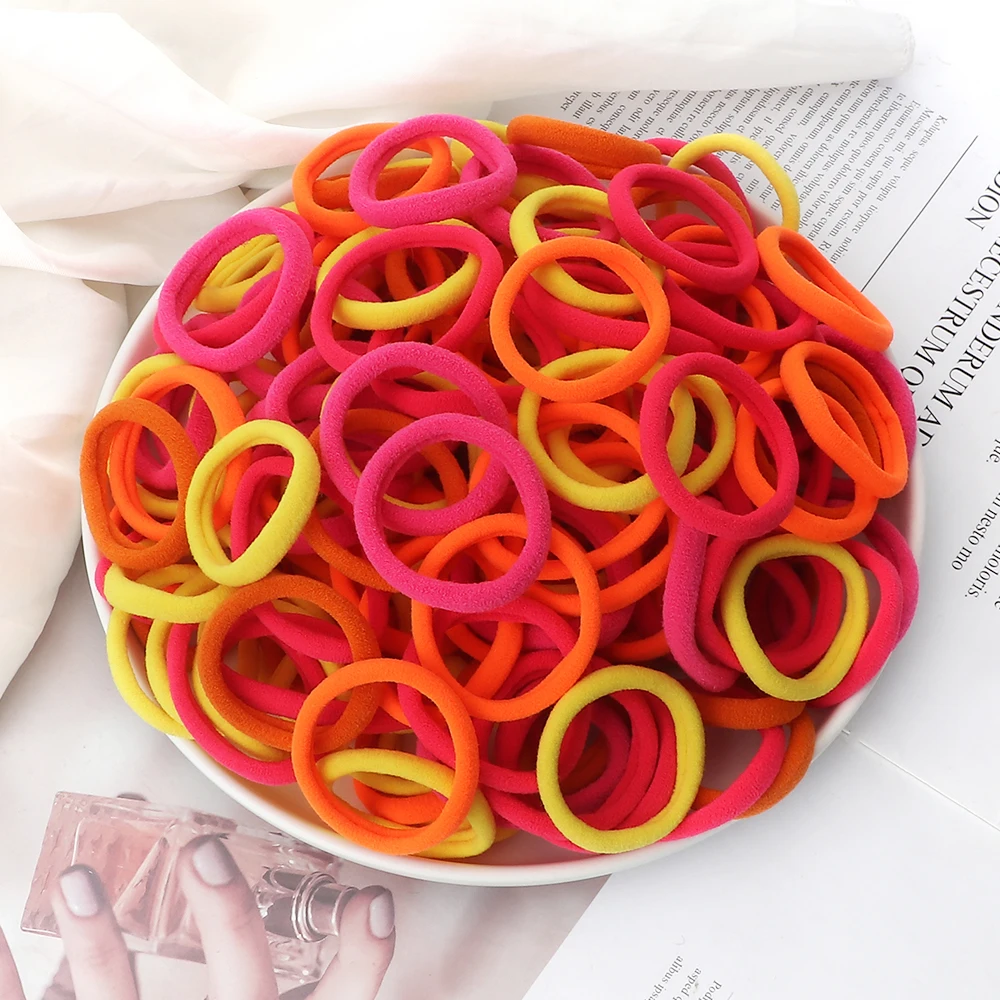 100/200PCS Elastic Women Hair Bands Ties 4cm Dark Colors Headband Hair Accessories for Girls Headwear Don't Hurt Hair Wholesale