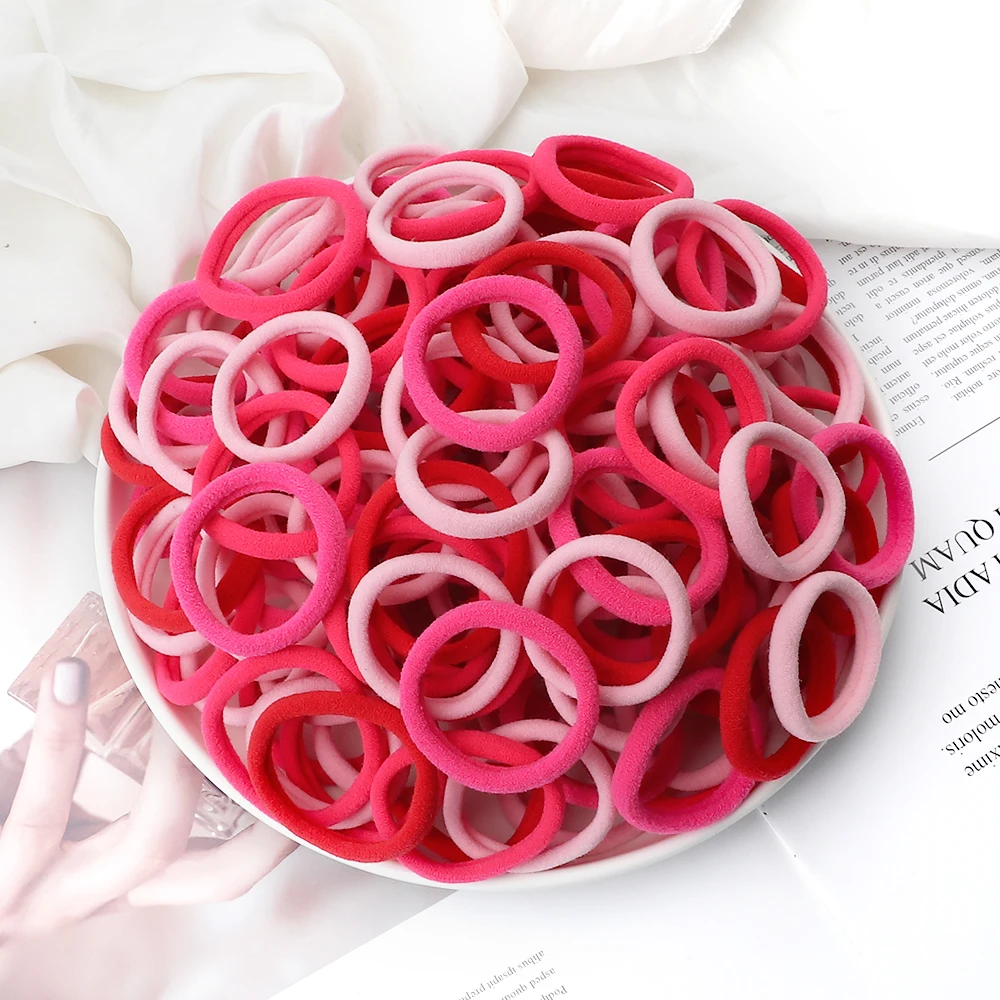 100/200PCS Elastic Women Hair Bands Ties 4cm Dark Colors Headband Hair Accessories for Girls Headwear Don't Hurt Hair Wholesale