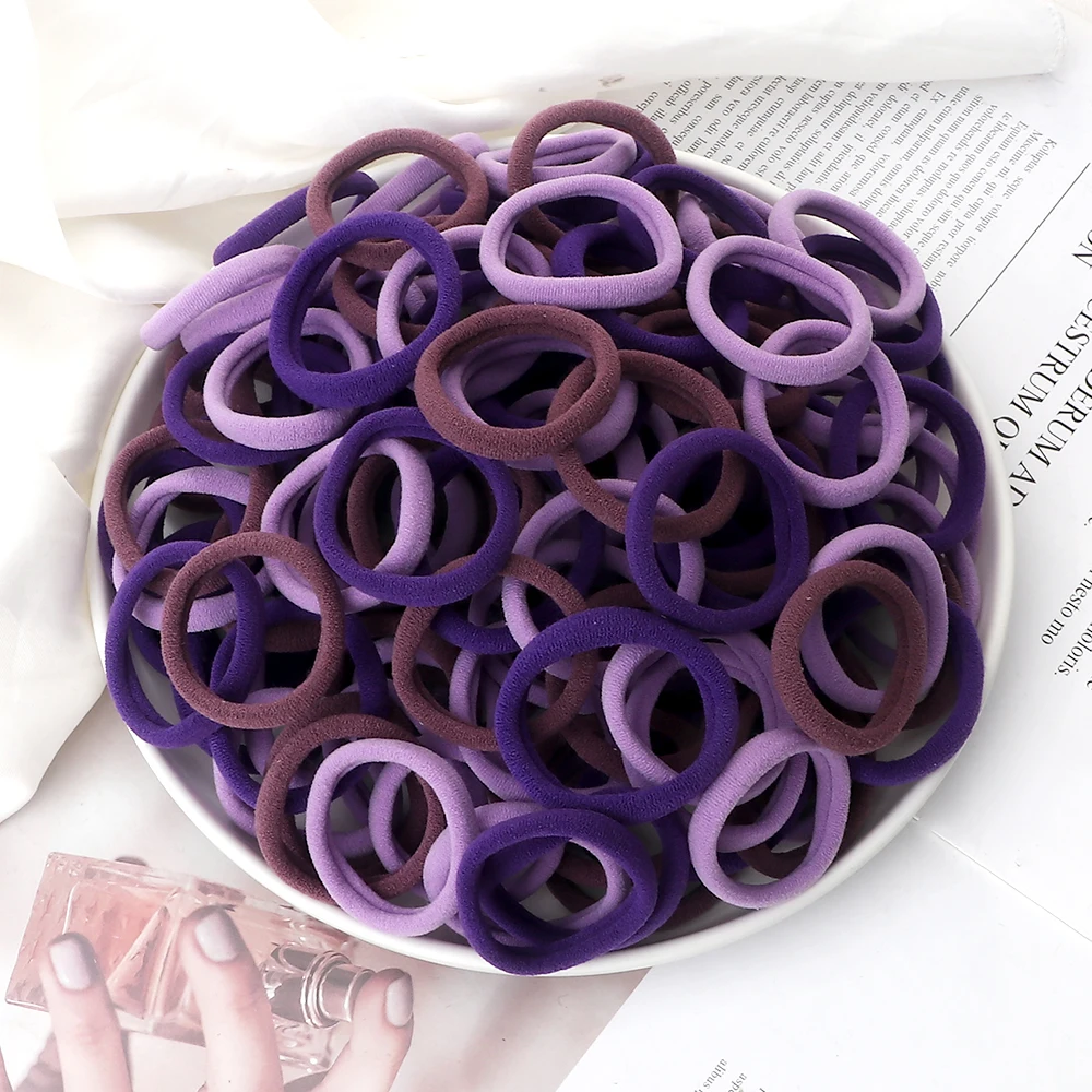 100/200PCS Elastic Women Hair Bands Ties 4cm Dark Colors Headband Hair Accessories for Girls Headwear Don't Hurt Hair Wholesale