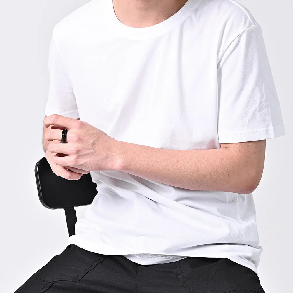 Cool Anti Stress Rotate Freely Chain Rings For Men Stainless Steel Anti Anxiety Relaxing Ring Fidget Metal Spinner Anillo Hombre