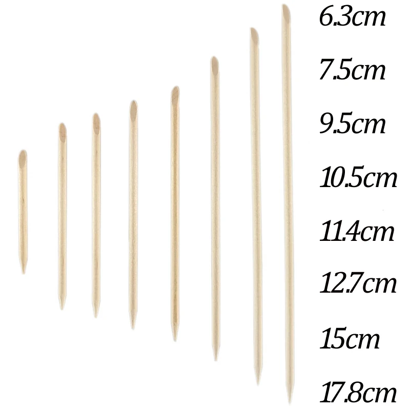500/200/100 Wood Cuticle Pusher Sticks 63/75/95/105/127/150/178MM For Gel Polish Remove Clean Pedicure DIY Design Dotting Tool