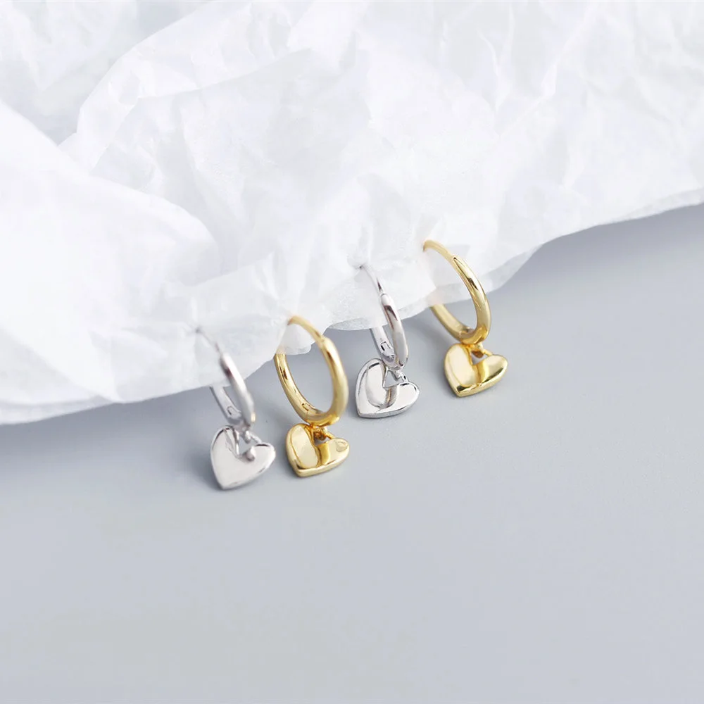 XIYANIKE Silver Color New Love Heart Hoop Earrings Female Fashion Cute Romantic Elegant Jewelry Couple Handmade Gifts