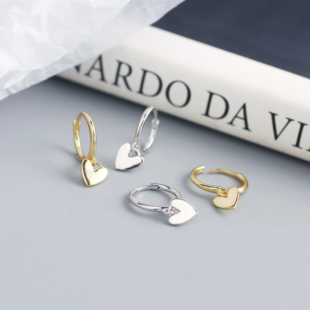 XIYANIKE Silver Color New Love Heart Hoop Earrings Female Fashion Cute Romantic Elegant Jewelry Couple Handmade Gifts