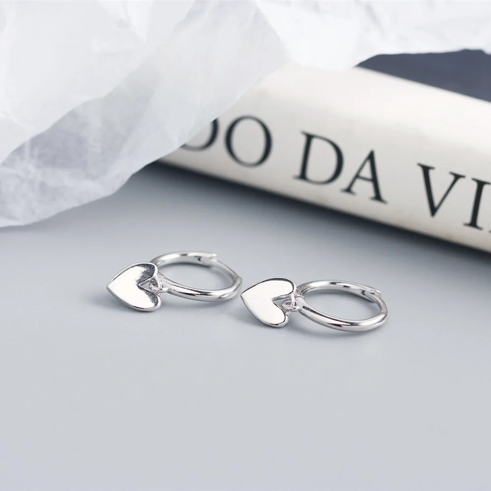 XIYANIKE Silver Color New Love Heart Hoop Earrings Female Fashion Cute Romantic Elegant Jewelry Couple Handmade Gifts
