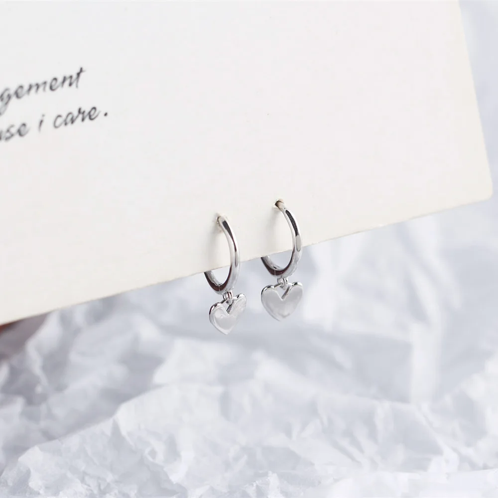 XIYANIKE Silver Color New Love Heart Hoop Earrings Female Fashion Cute Romantic Elegant Jewelry Couple Handmade Gifts