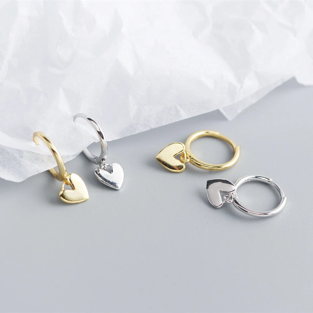XIYANIKE Silver Color New Love Heart Hoop Earrings Female Fashion Cute Romantic Elegant Jewelry Couple Handmade Gifts