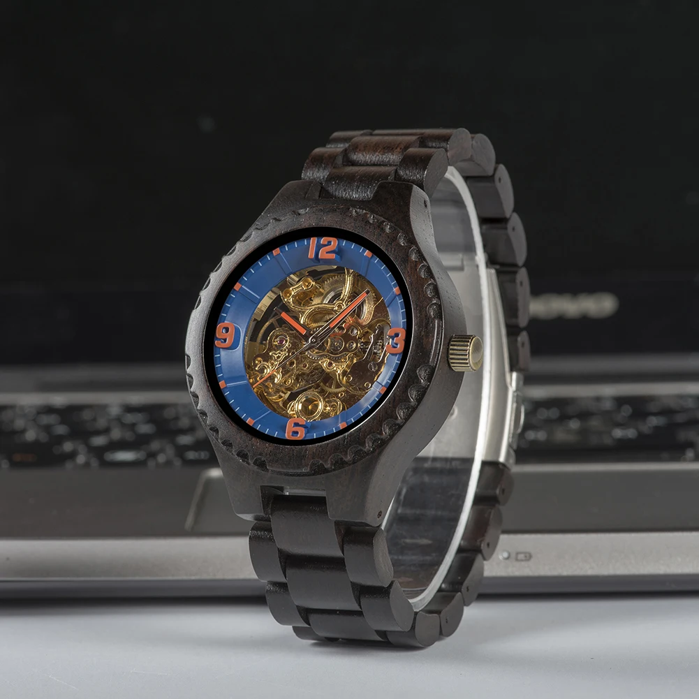 BOBO BIRD Wood Mechanical Watch Men Relogio Masculino Big Mens Watches Top Brand Luxury Timepieces erkek kol saati Dropshipping