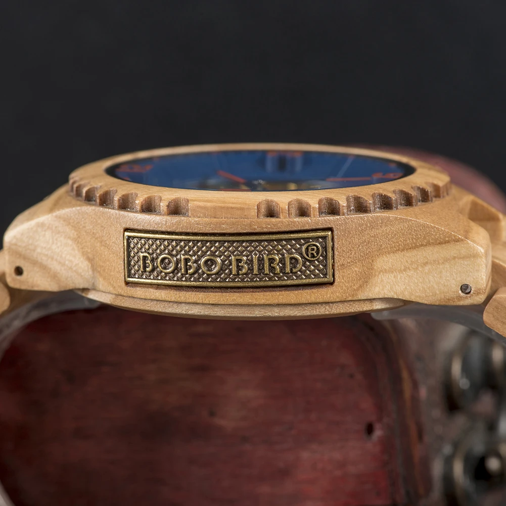 BOBO BIRD Wood Mechanical Watch Men Relogio Masculino Big Mens Watches Top Brand Luxury Timepieces erkek kol saati Dropshipping