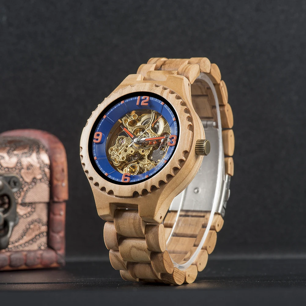 BOBO BIRD Wood Mechanical Watch Men Relogio Masculino Big Mens Watches Top Brand Luxury Timepieces erkek kol saati Dropshipping